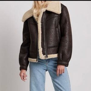 Shearling Faux Leather Coat